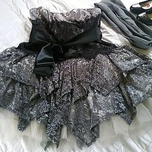 Short grey lace formal dress